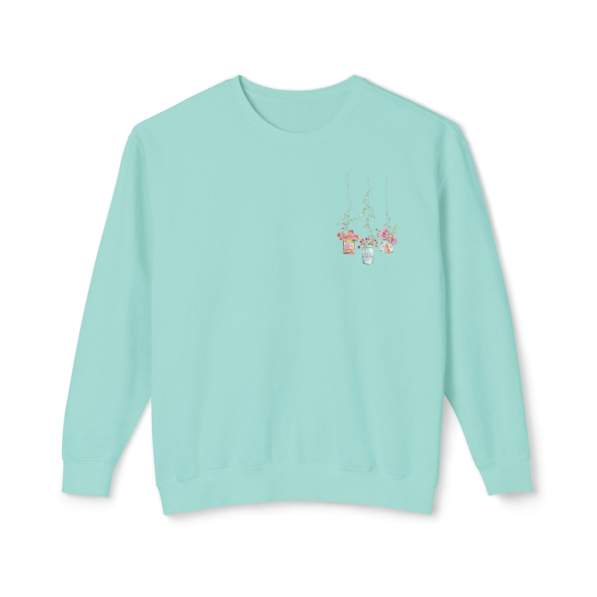 Hanging Mason Jar Floral Sweatshirt — Watercolor Bouquet Crewneck