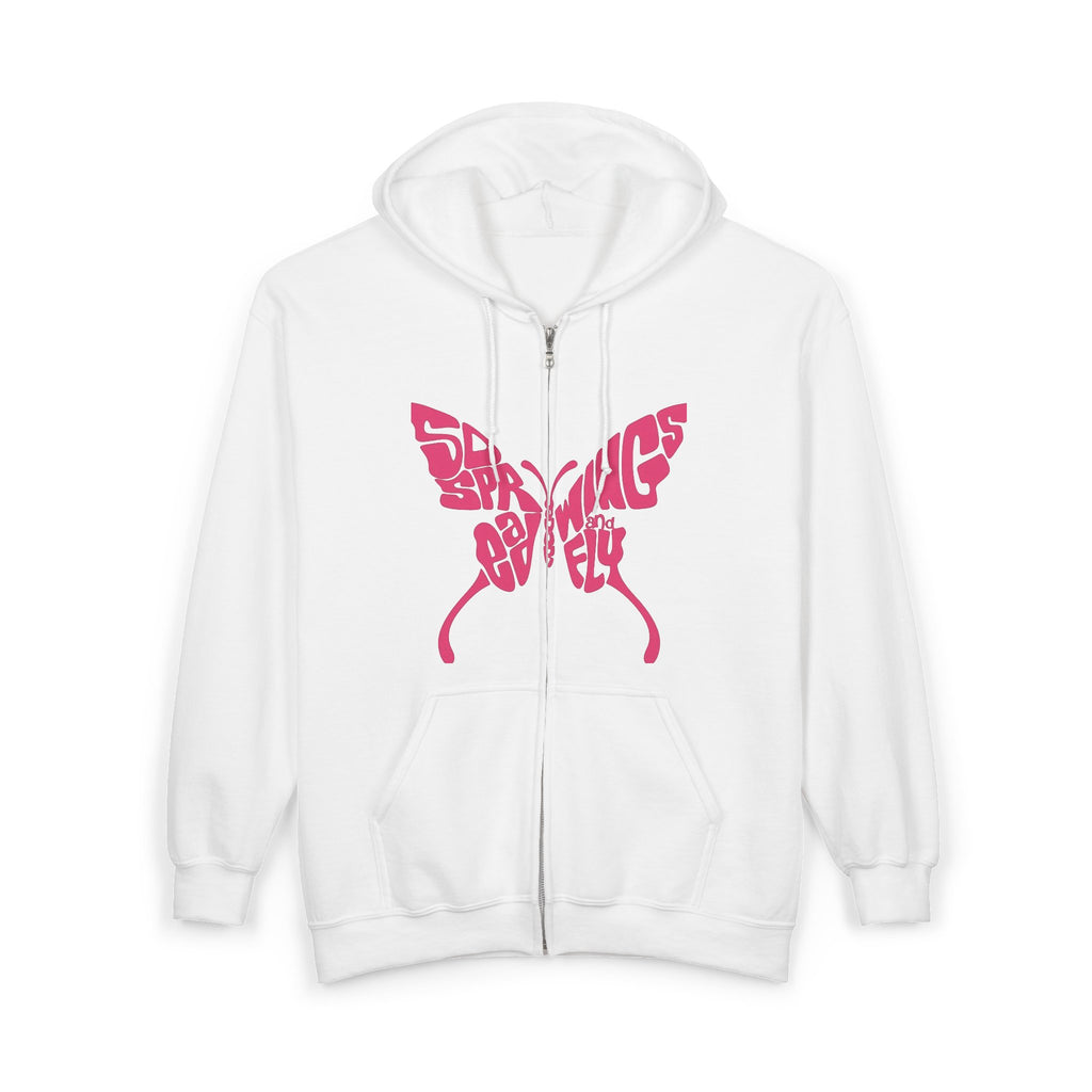 Butterfly Hope Zip Hoodie – "Live for the Hope of It All" Pink Graphic
