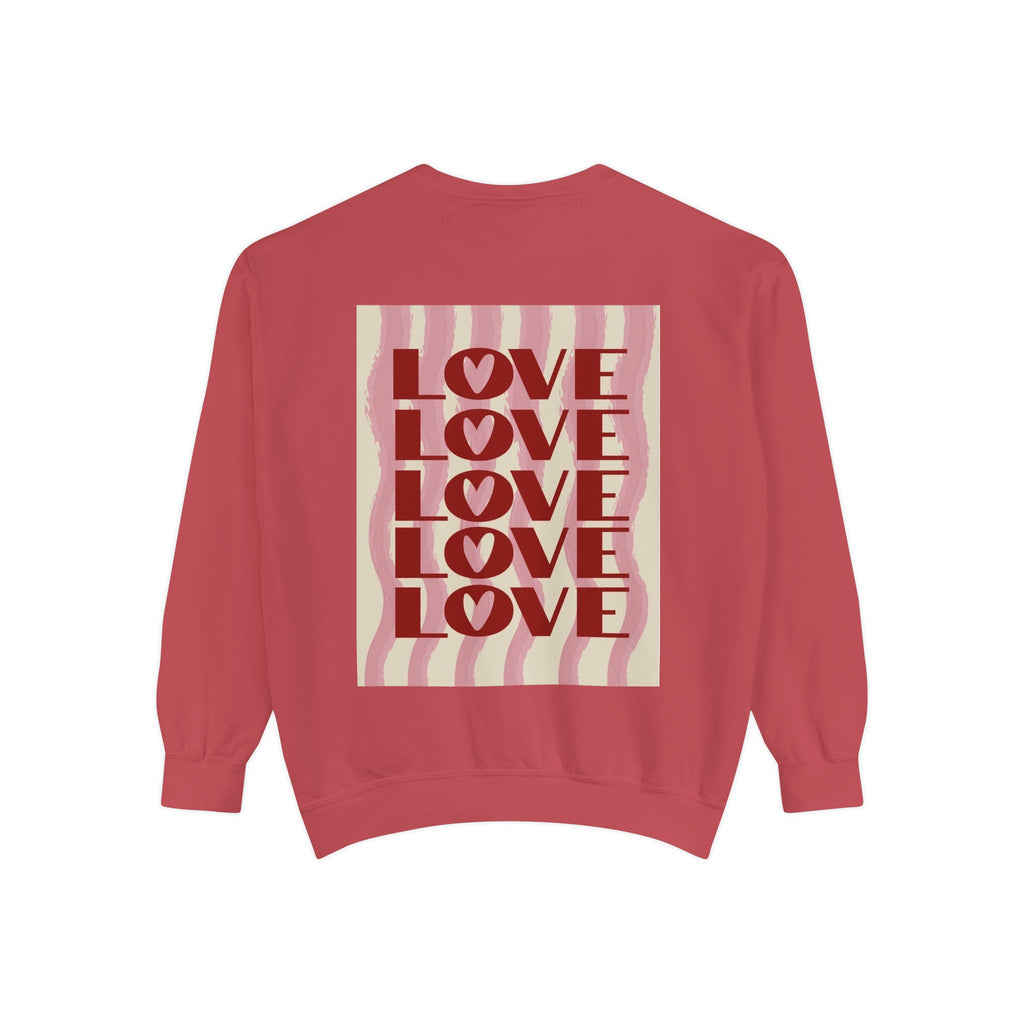 Love Pattern Sweatshirt — Retro Stacked "LOVE" Graphic