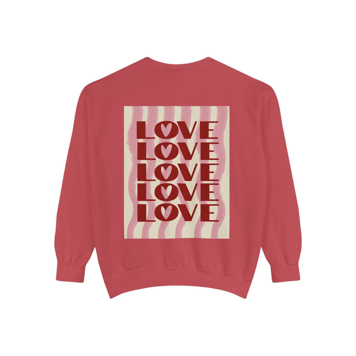 Love Pattern Sweatshirt — Retro Stacked "LOVE" Graphic