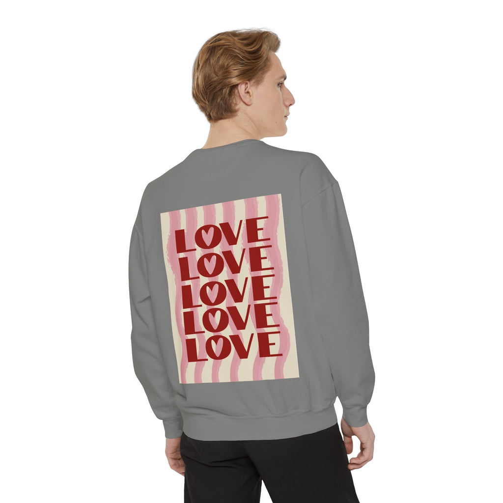 Love Pattern Sweatshirt — Retro Stacked "LOVE" Graphic