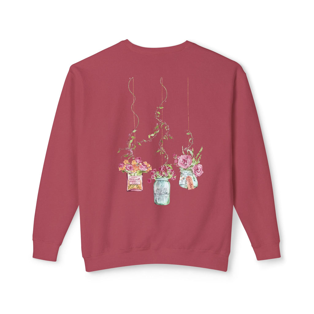 Hanging Mason Jar Floral Sweatshirt — Watercolor Bouquet Crewneck