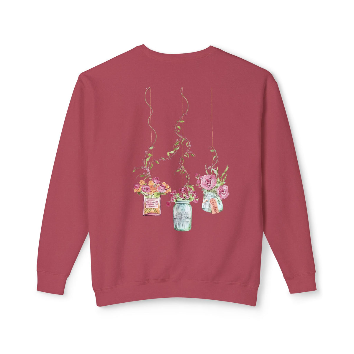 Hanging Mason Jar Floral Sweatshirt — Watercolor Bouquet Crewneck