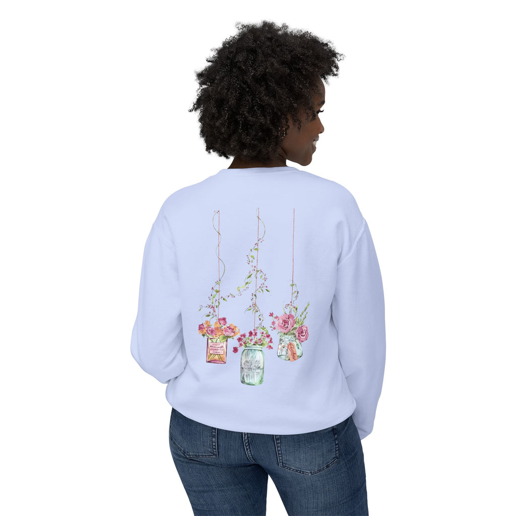 Hanging Mason Jar Floral Sweatshirt — Watercolor Bouquet Crewneck