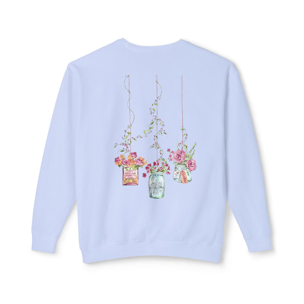Hanging Mason Jar Floral Sweatshirt — Watercolor Bouquet Crewneck