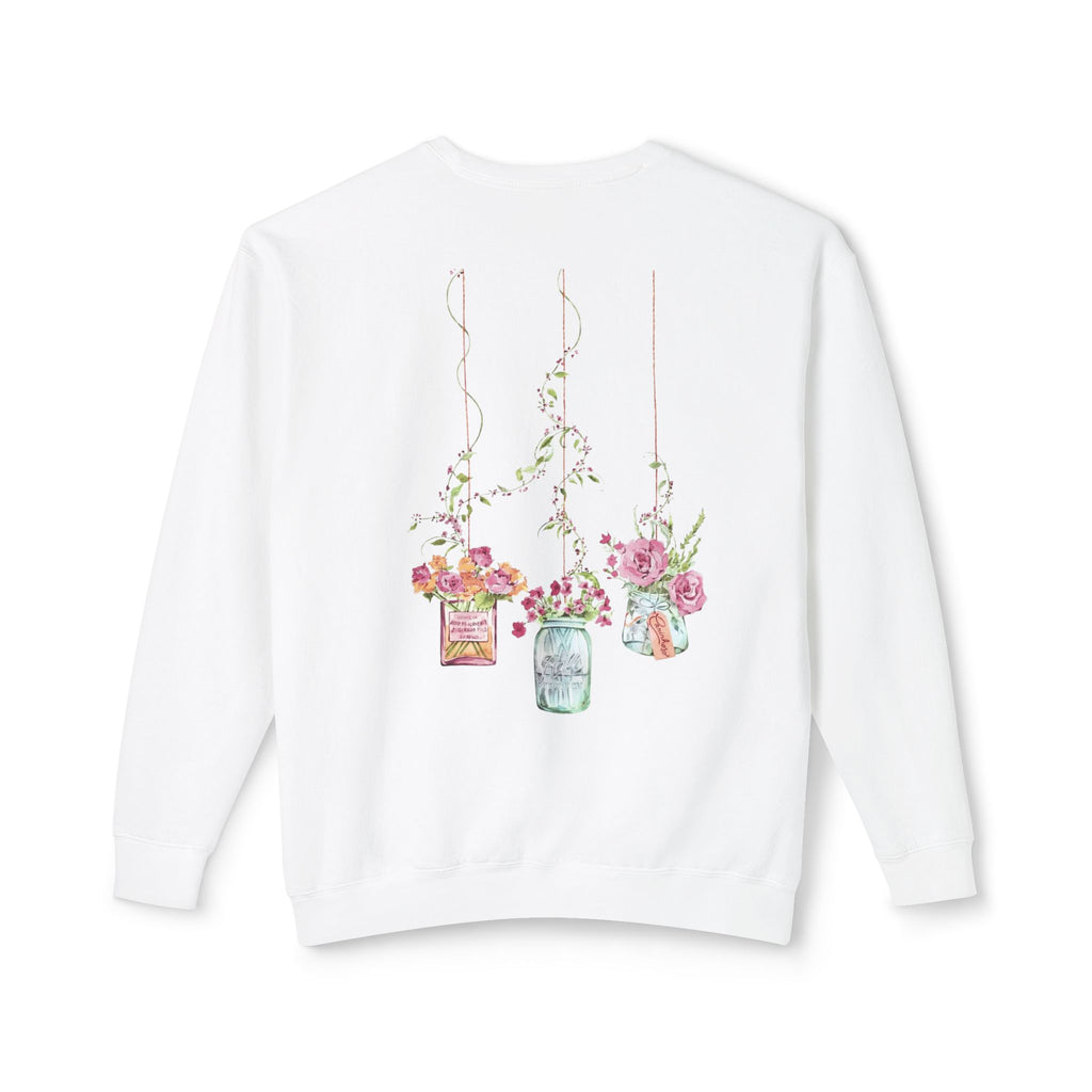 Hanging Mason Jar Floral Sweatshirt — Watercolor Bouquet Crewneck
