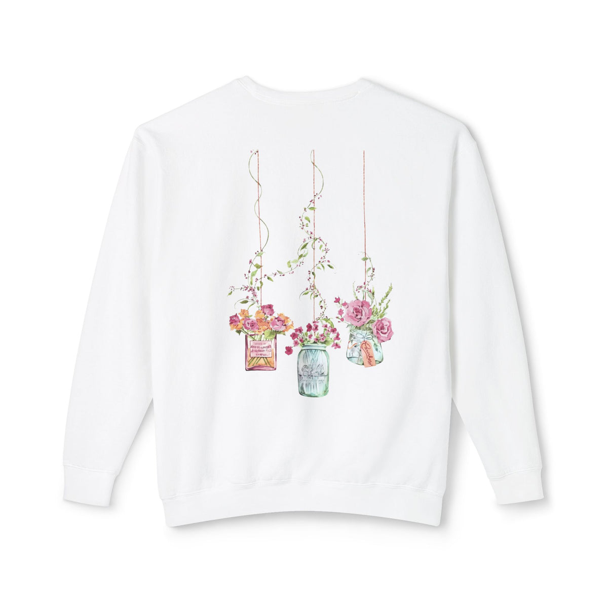 Hanging Mason Jar Floral Sweatshirt — Watercolor Bouquet Crewneck