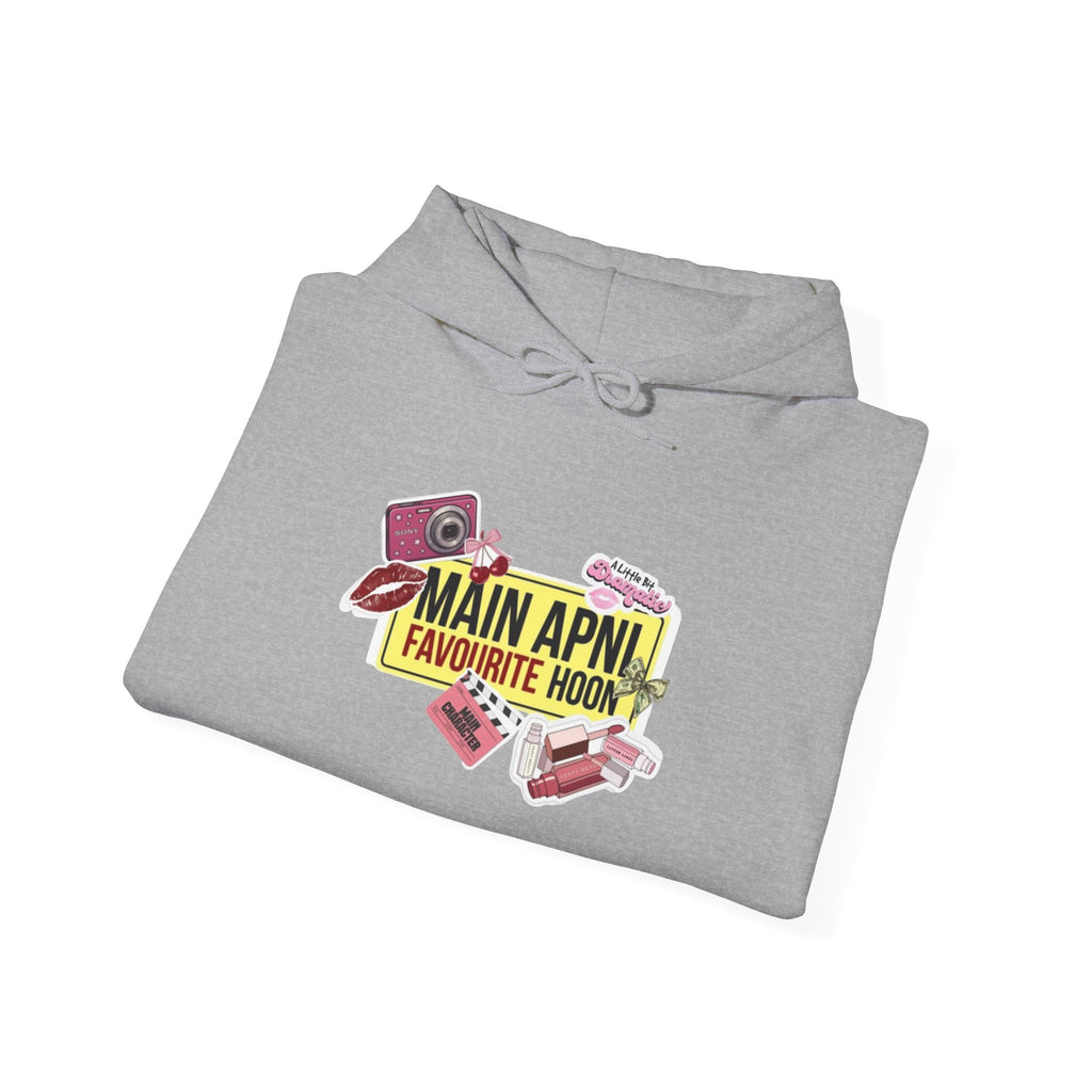 Pocket-Kit Hoodie — 'Main Apni Favourite Hoon' Graphic Sweatshirt