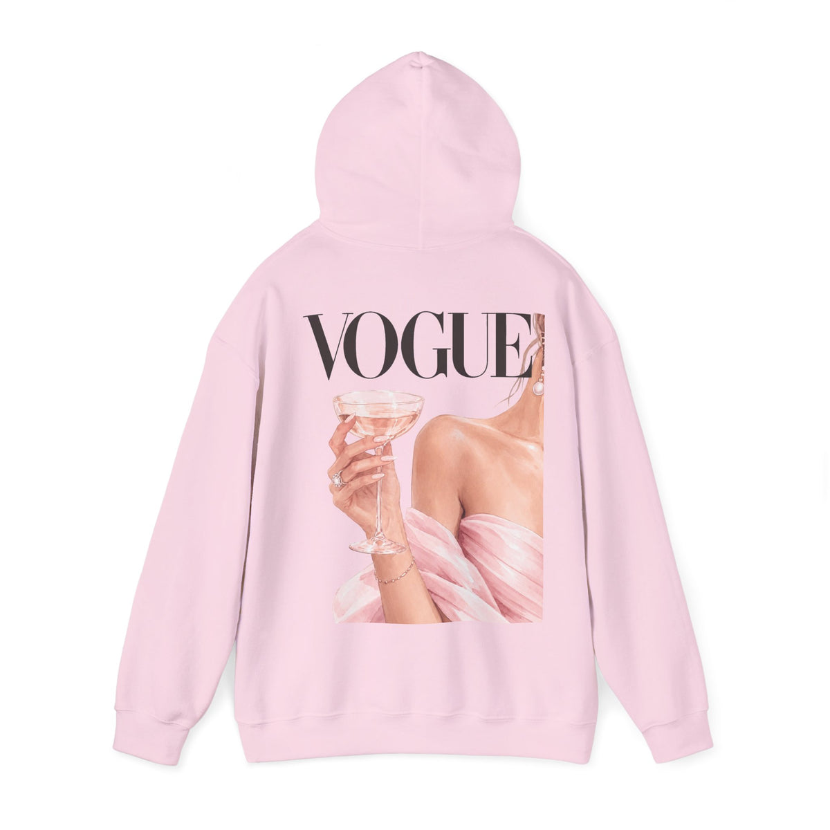Vogue Pink Butterfly Hoodie — Fashion Magazine Graphic Sweatshirt