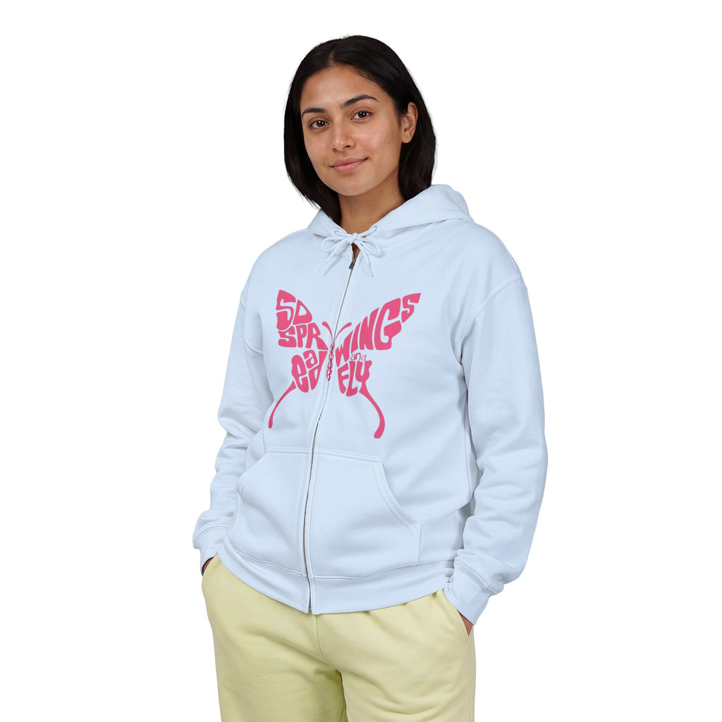 Butterfly Hope Zip Hoodie – "Live for the Hope of It All" Pink Graphic