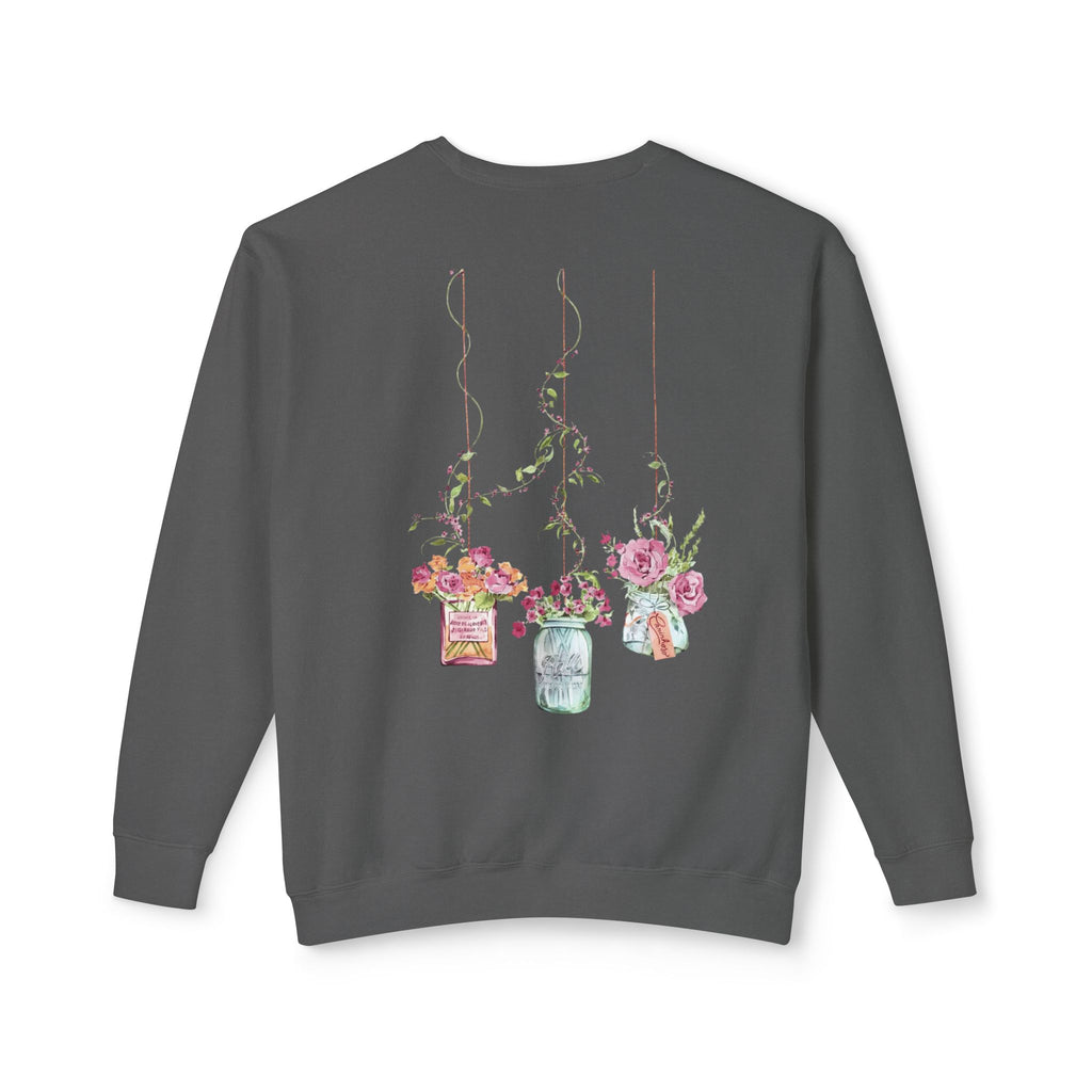 Hanging Mason Jar Floral Sweatshirt — Watercolor Bouquet Crewneck