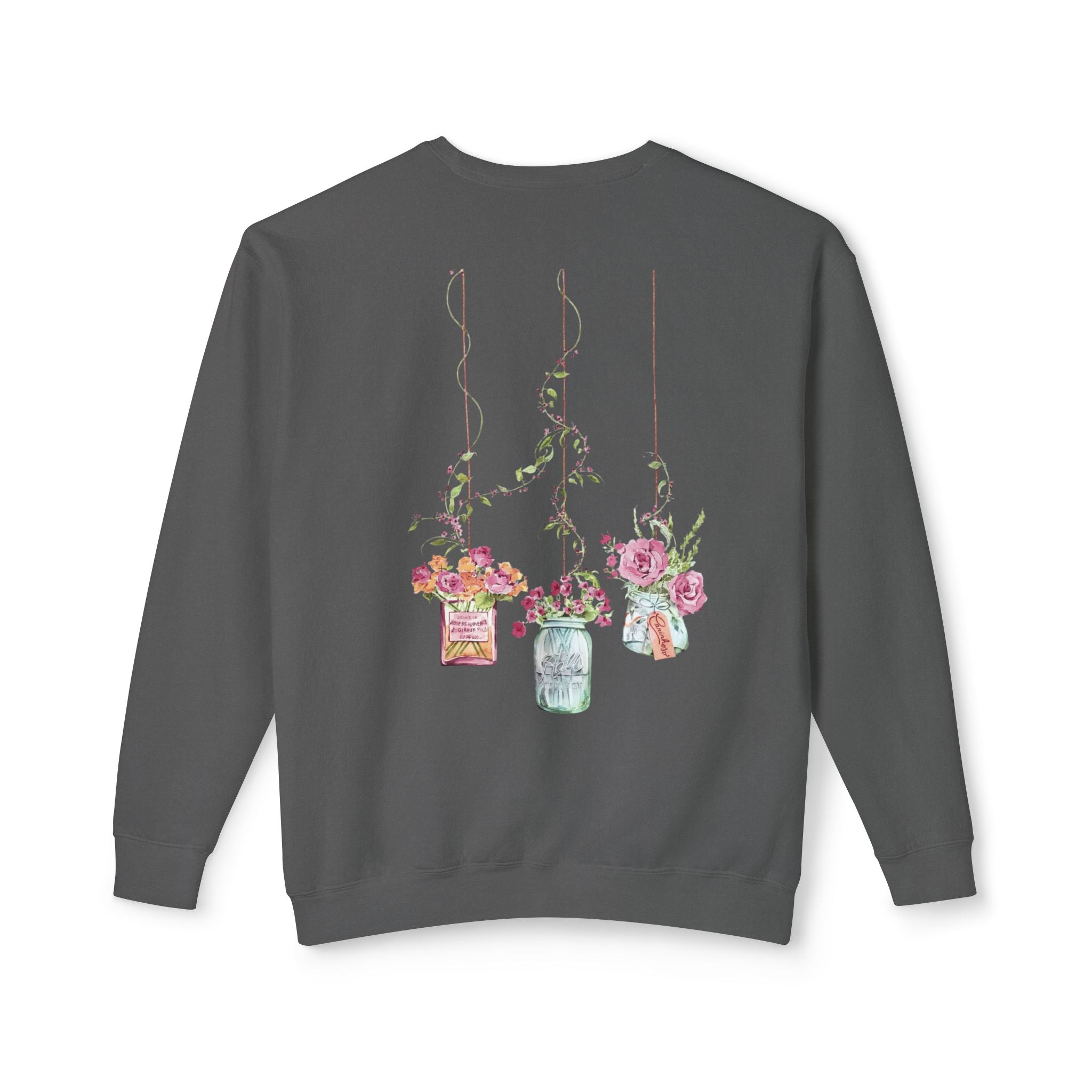 Hanging Mason Jar Floral Sweatshirt — Watercolor Bouquet Crewneck