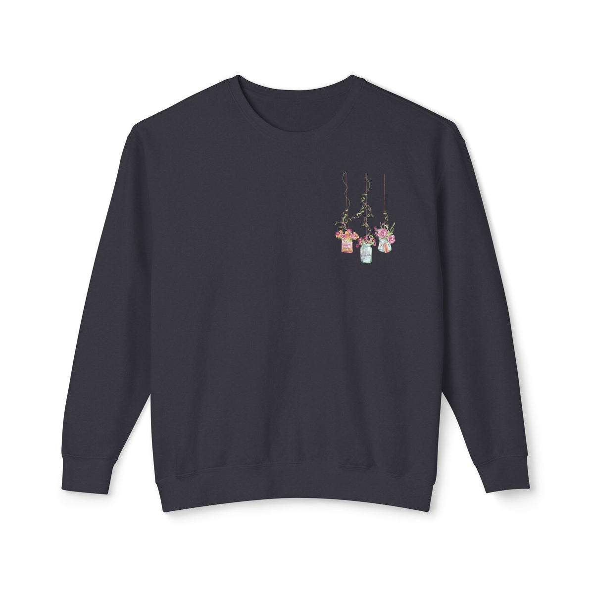 Hanging Mason Jar Floral Sweatshirt — Watercolor Bouquet Crewneck