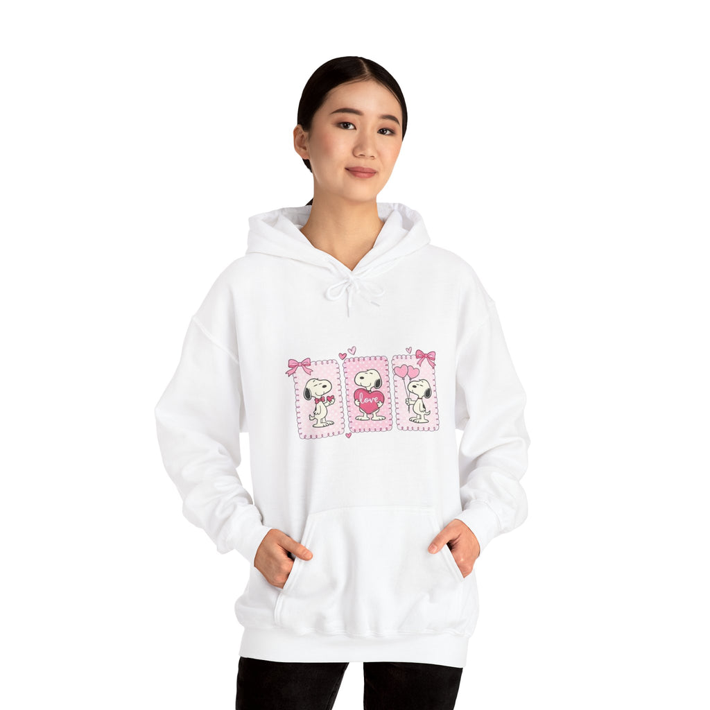 Valentine Snoopy Love Graphic Hoodie — Cute Pink Heart Pullover