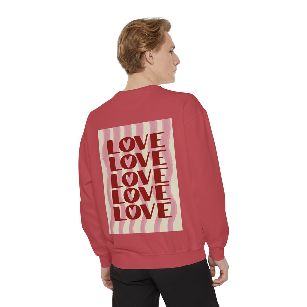 Love Pattern Sweatshirt — Retro Stacked "LOVE" Graphic