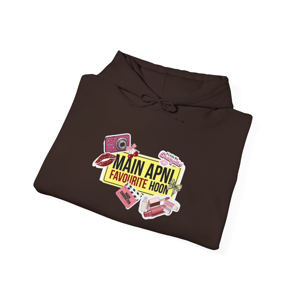 Pocket-Kit Hoodie — 'Main Apni Favourite Hoon' Graphic Sweatshirt