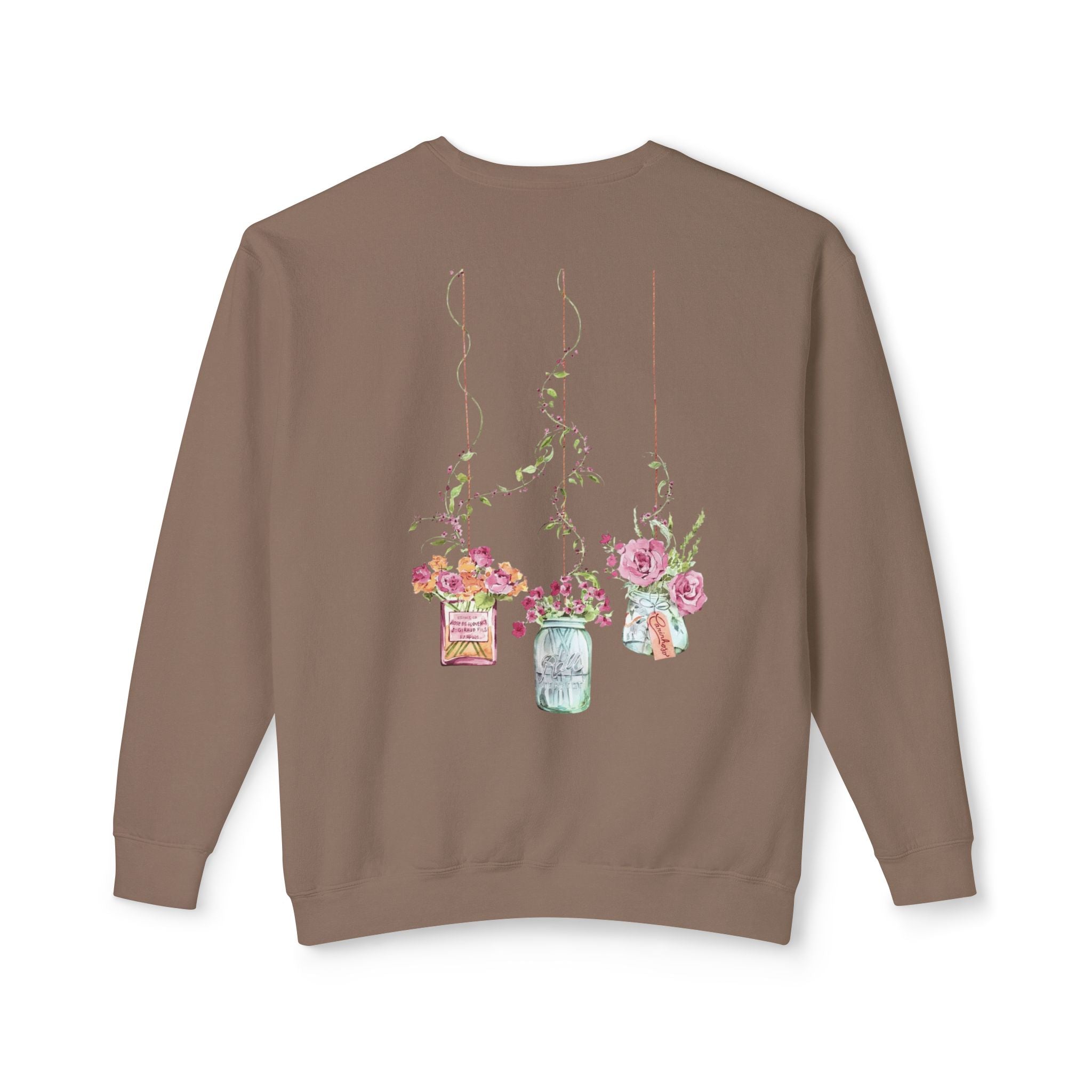 Hanging Mason Jar Floral Sweatshirt — Watercolor Bouquet Crewneck