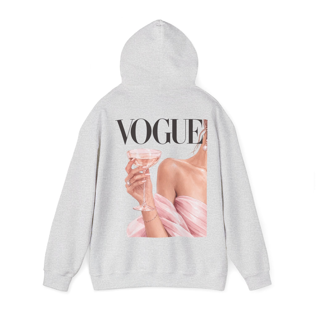 Vogue Pink Butterfly Hoodie — Fashion Magazine Graphic Sweatshirt