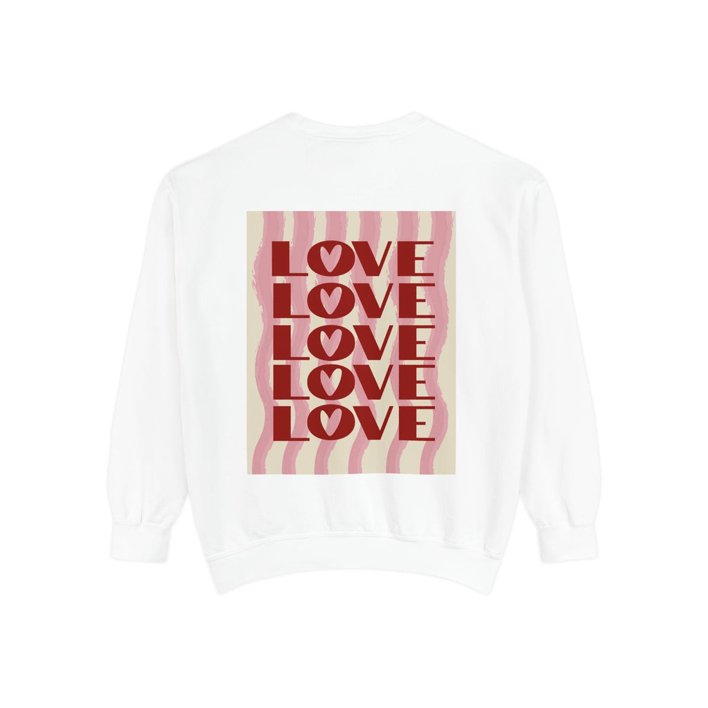 Love Pattern Sweatshirt — Retro Stacked "LOVE" Graphic