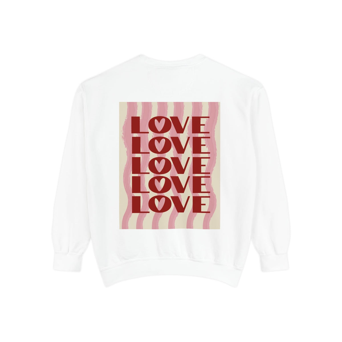 Love Pattern Sweatshirt — Retro Stacked "LOVE" Graphic