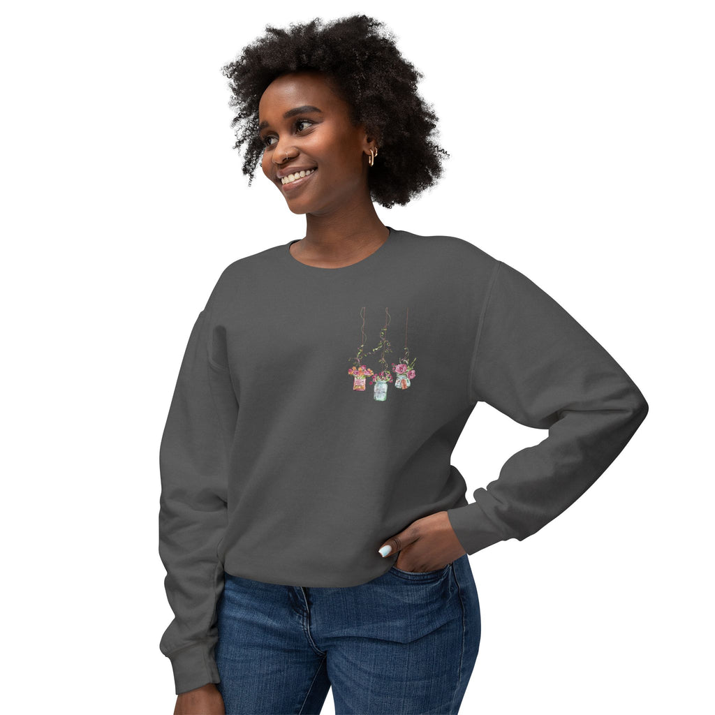 Hanging Mason Jar Floral Sweatshirt — Watercolor Bouquet Crewneck