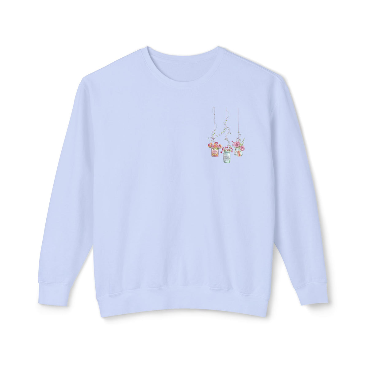 Hanging Mason Jar Floral Sweatshirt — Watercolor Bouquet Crewneck