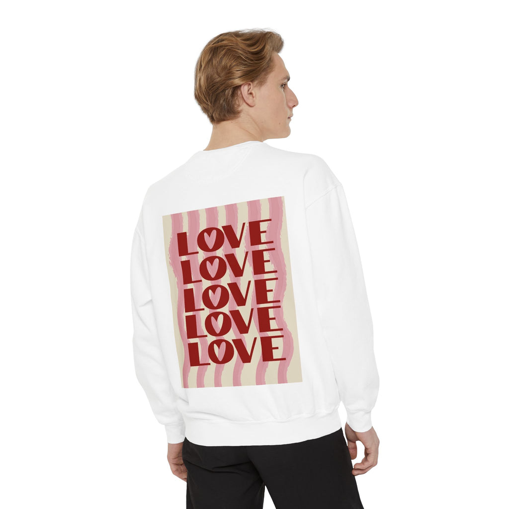 Love Pattern Sweatshirt — Retro Stacked "LOVE" Graphic