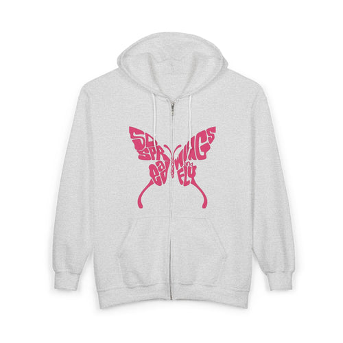 Butterfly Hope Zip Hoodie – "Live for the Hope of It All" Pink Graphic