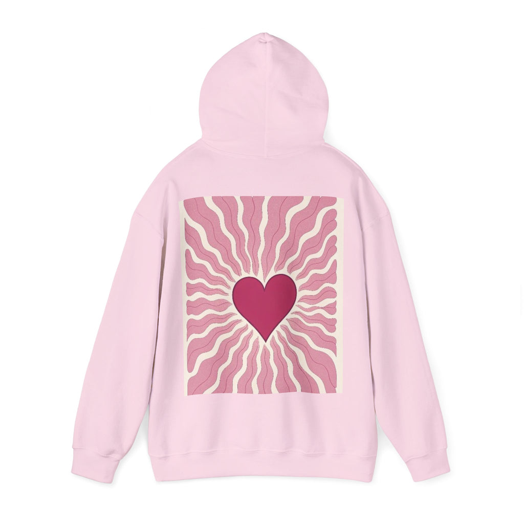 Heart Radiance Hoodie — Retro Pink Heart Sweatshirt