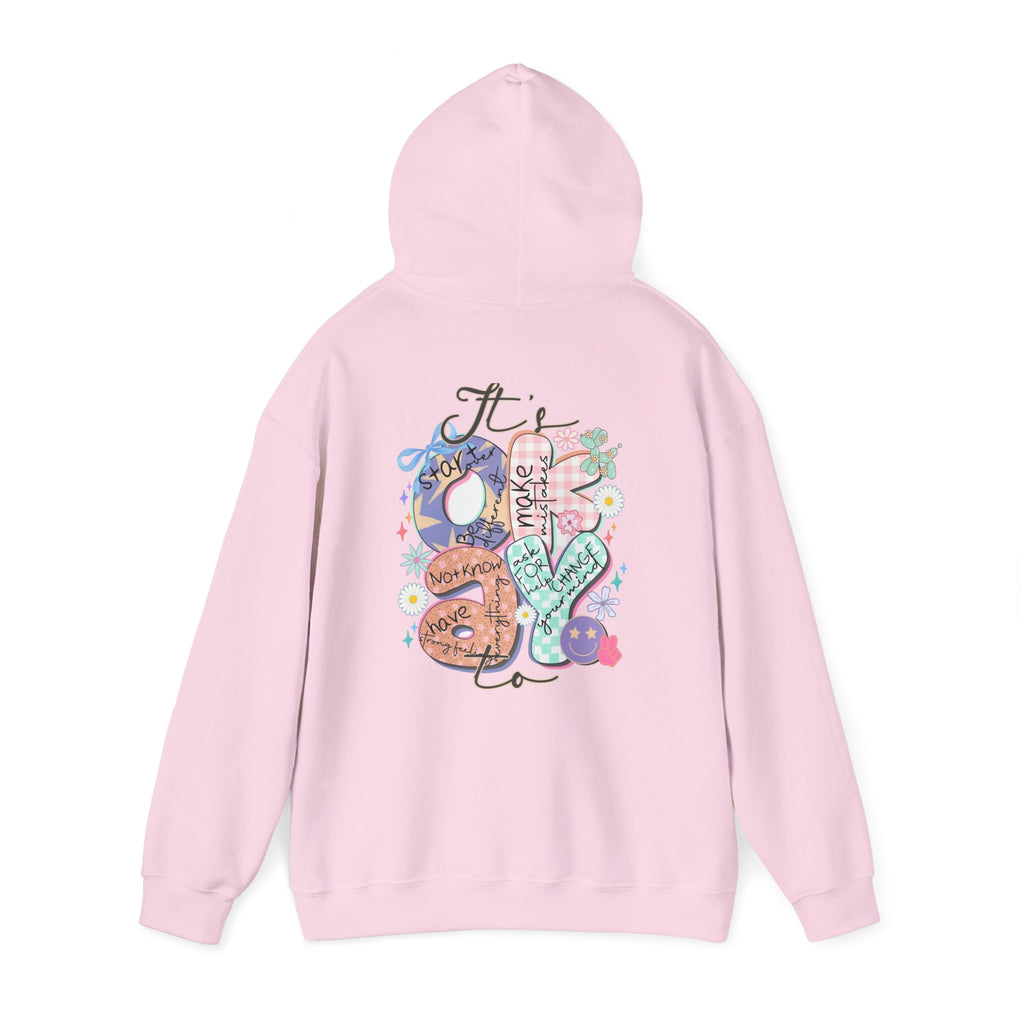 Positive Vibes Hoodie — Colorful Self-Care Graphic Sweatshirt (Be Kind, Breathe)