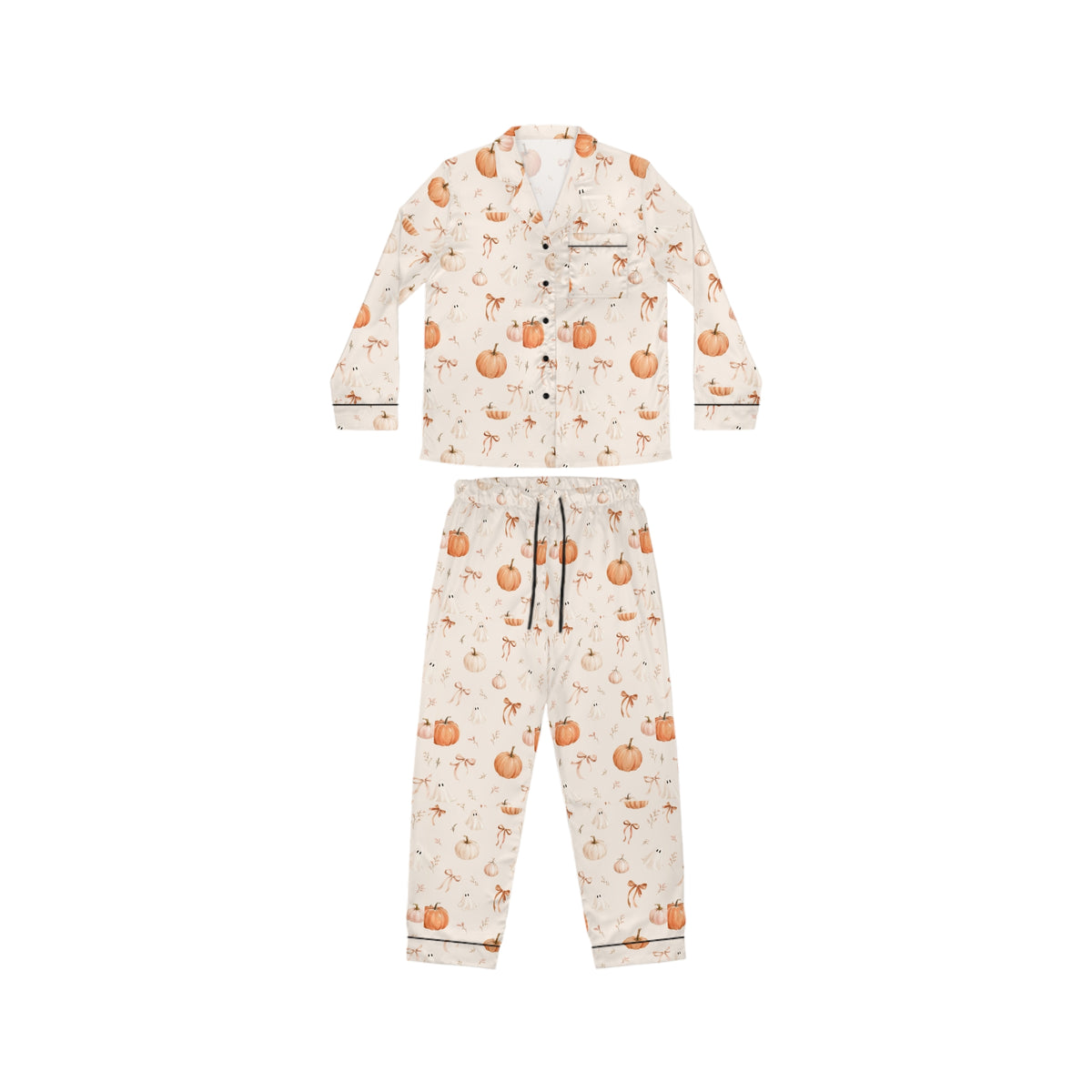 Women's Satin Pumpkin Pajama Set – Autumn Harvest Sleepwear