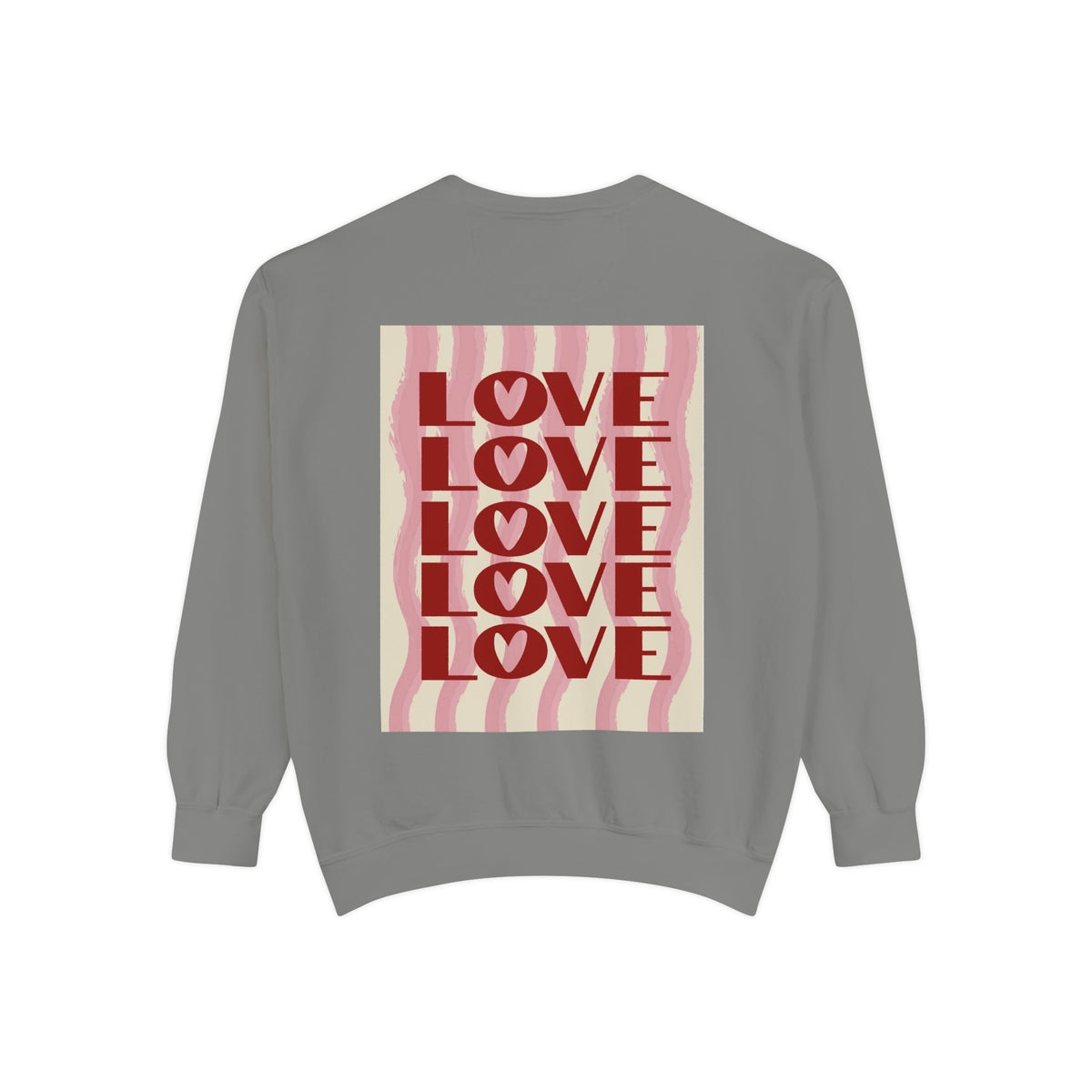 Love Pattern Sweatshirt — Retro Stacked "LOVE" Graphic
