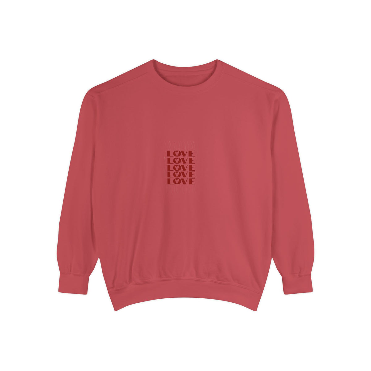 Love Pattern Sweatshirt — Retro Stacked "LOVE" Graphic