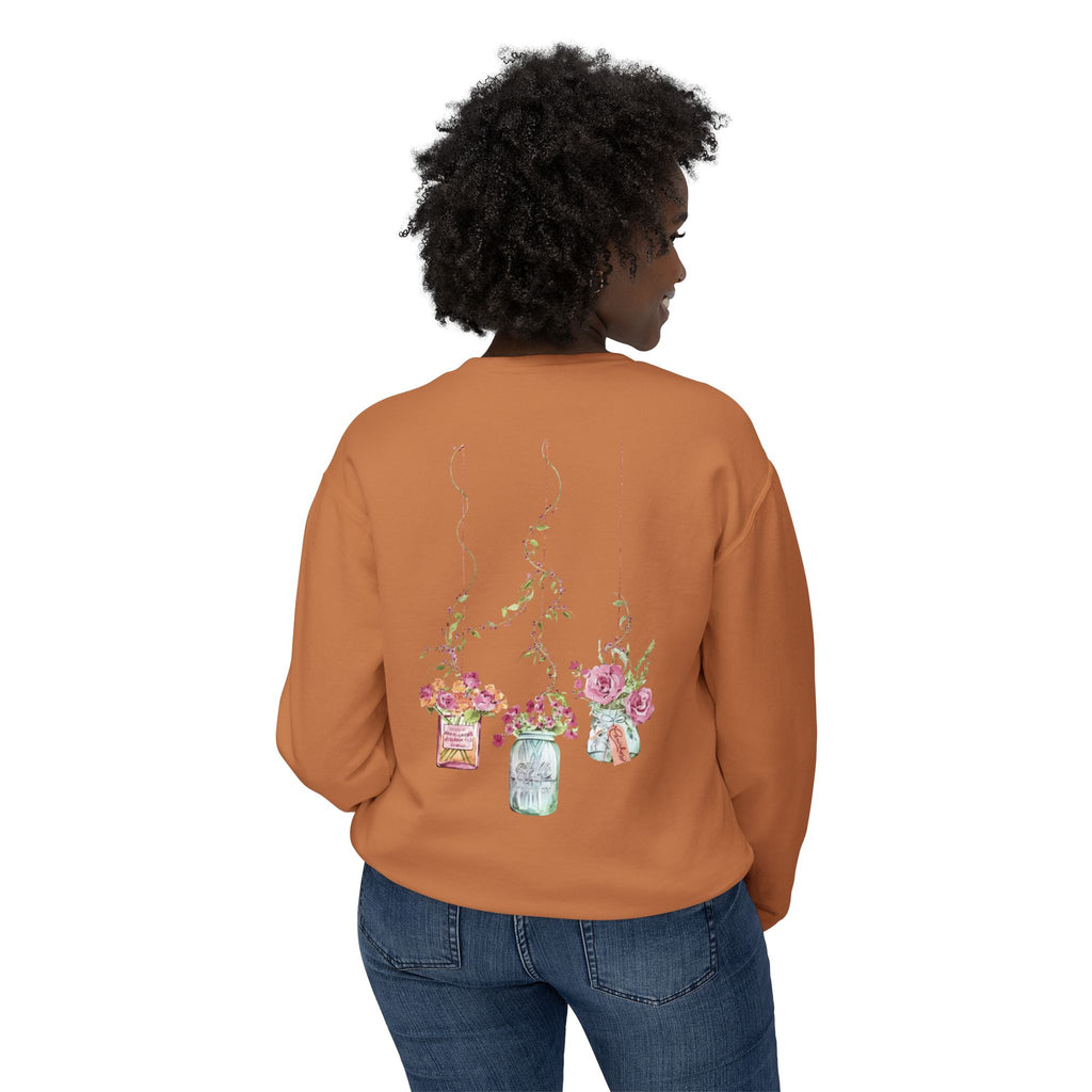 Hanging Mason Jar Floral Sweatshirt — Watercolor Bouquet Crewneck