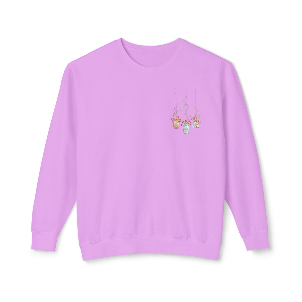 Hanging Mason Jar Floral Sweatshirt — Watercolor Bouquet Crewneck