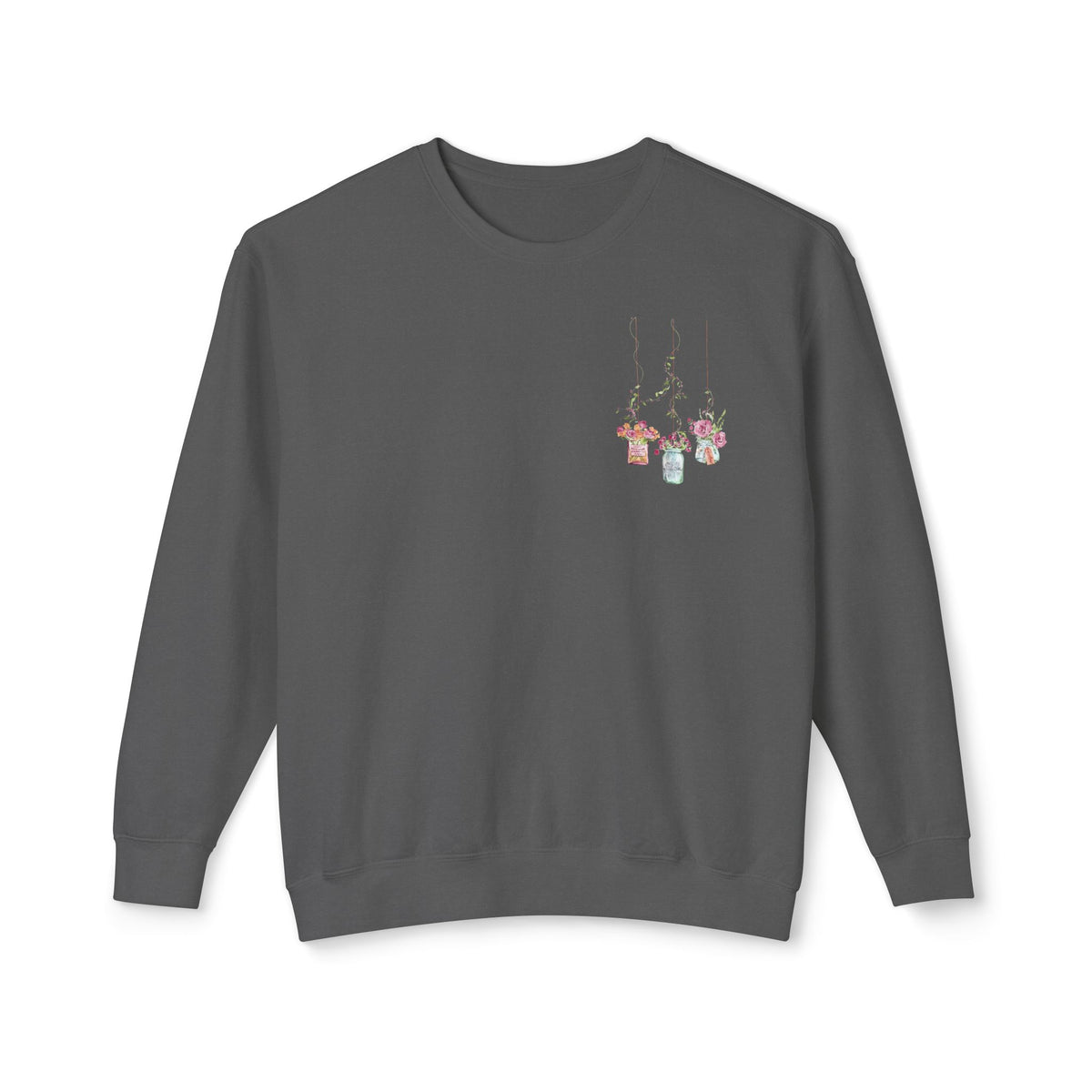 Hanging Mason Jar Floral Sweatshirt — Watercolor Bouquet Crewneck
