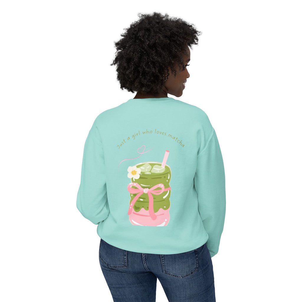 Matcha Girl Crewneck Sweatshirt — Cute Green Tea Graphic Pullover