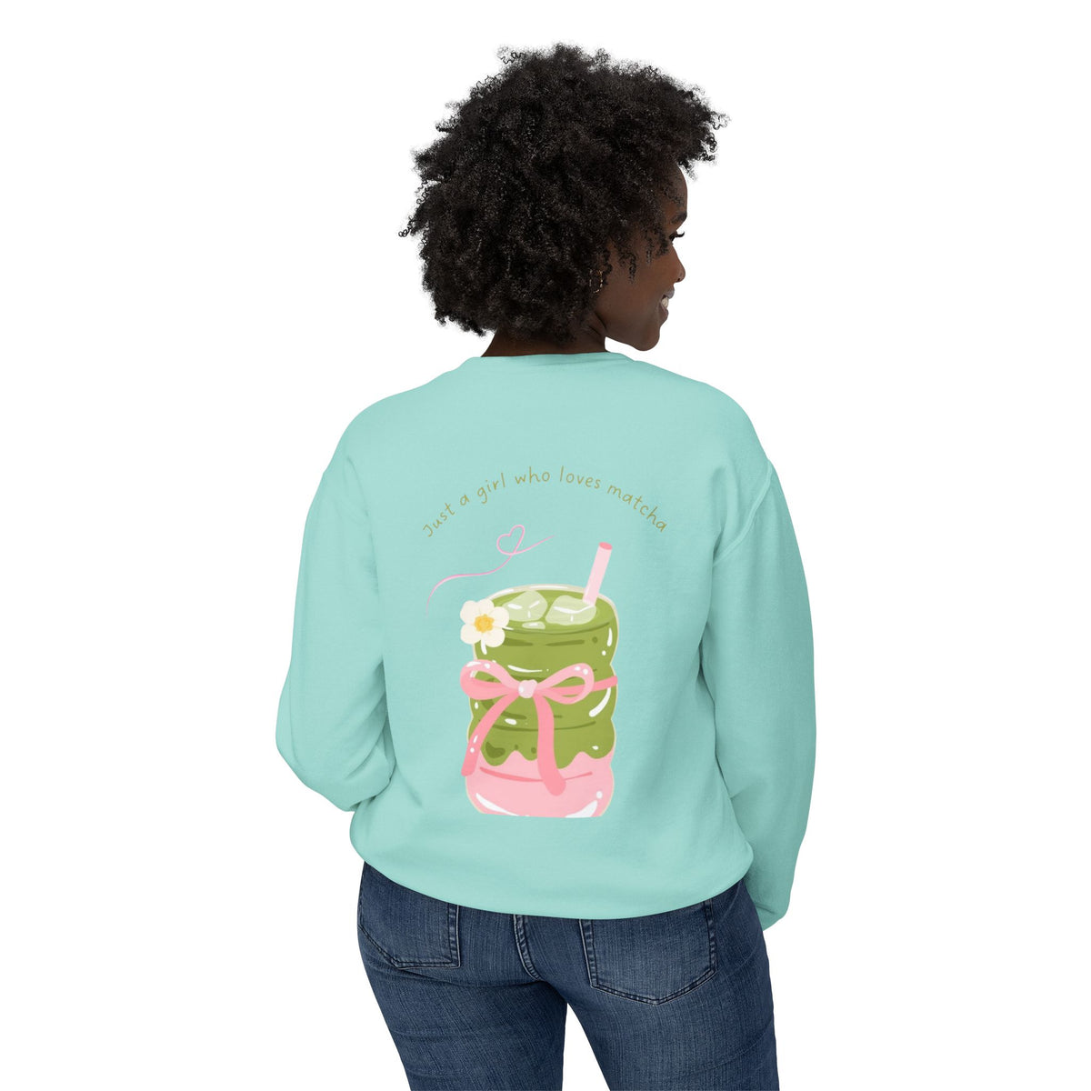 Matcha Girl Crewneck Sweatshirt — Cute Green Tea Graphic Pullover