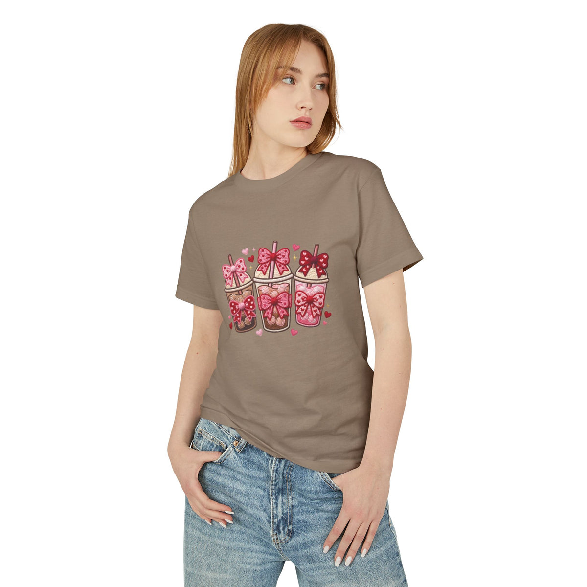 Valentine Coffee Cups Tee — Cute Pink Gift Cup Graphic Shirt