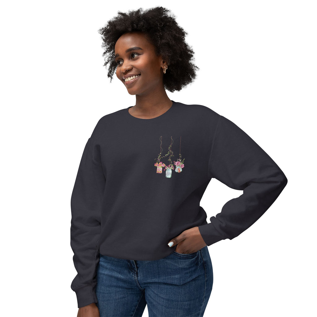 Hanging Mason Jar Floral Sweatshirt — Watercolor Bouquet Crewneck