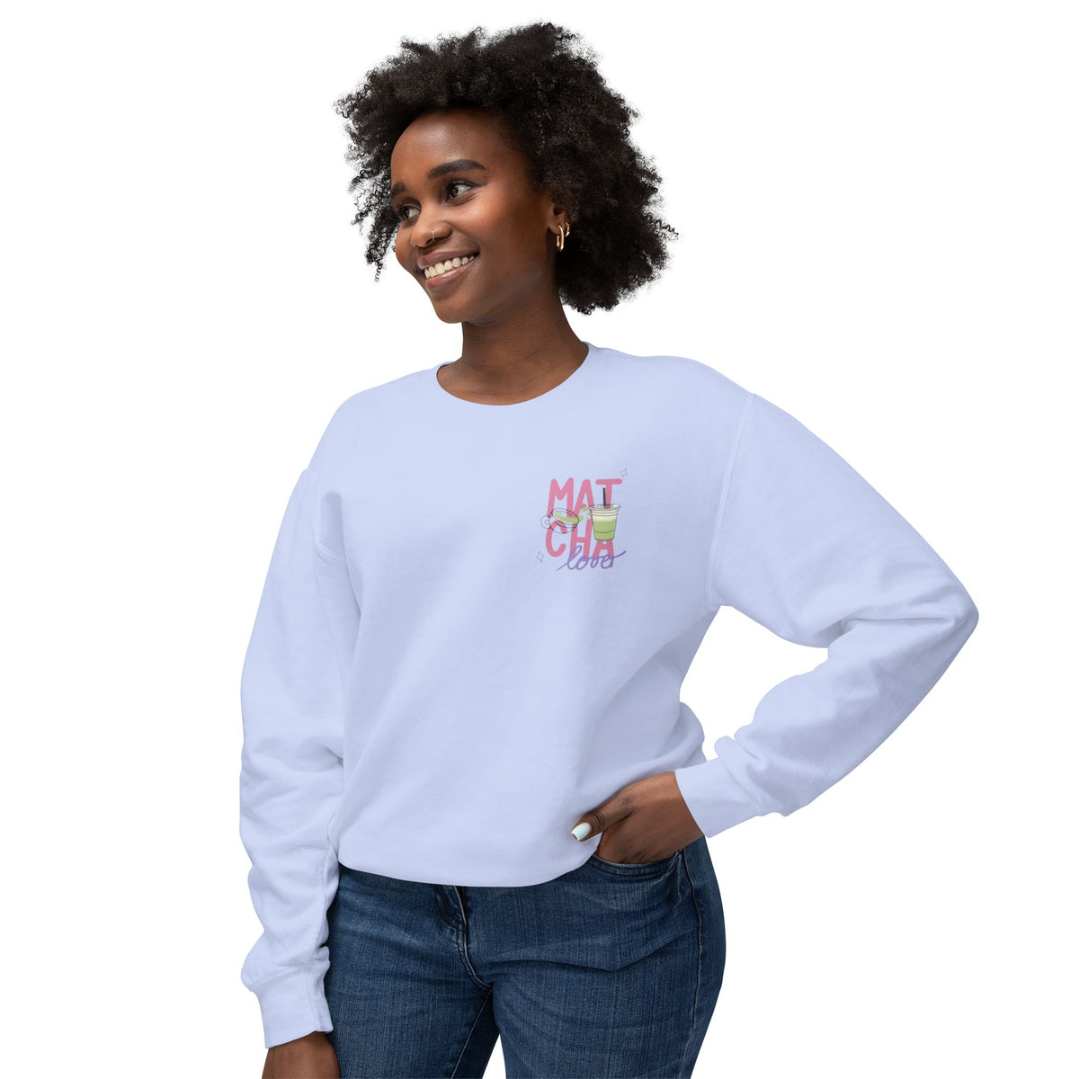 Matcha Girl Crewneck Sweatshirt — Cute Green Tea Graphic Pullover