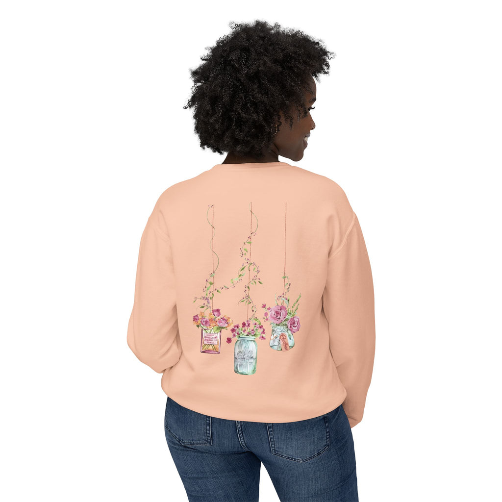 Hanging Mason Jar Floral Sweatshirt — Watercolor Bouquet Crewneck