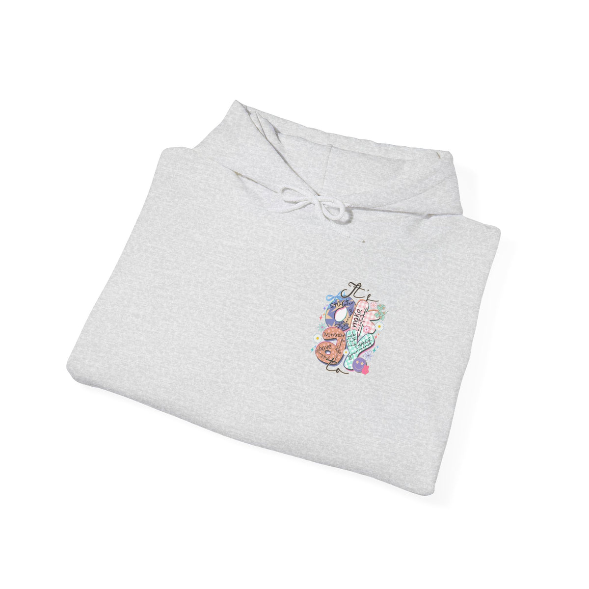 Positive Vibes Hoodie — Colorful Self-Care Graphic Sweatshirt (Be Kind, Breathe)