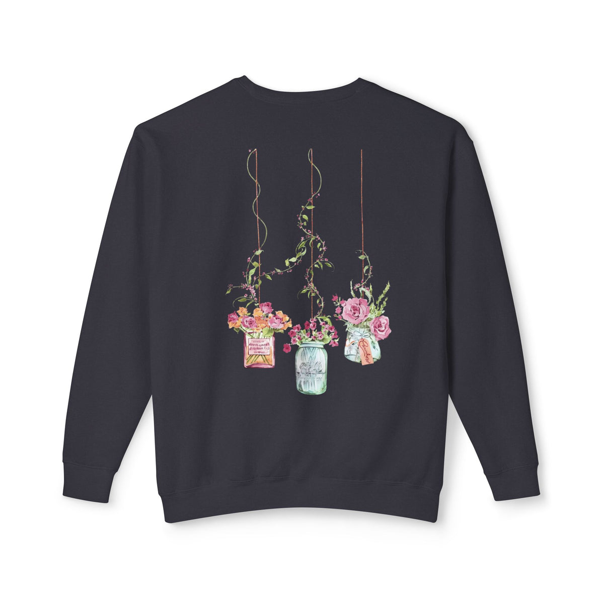 Hanging Mason Jar Floral Sweatshirt — Watercolor Bouquet Crewneck