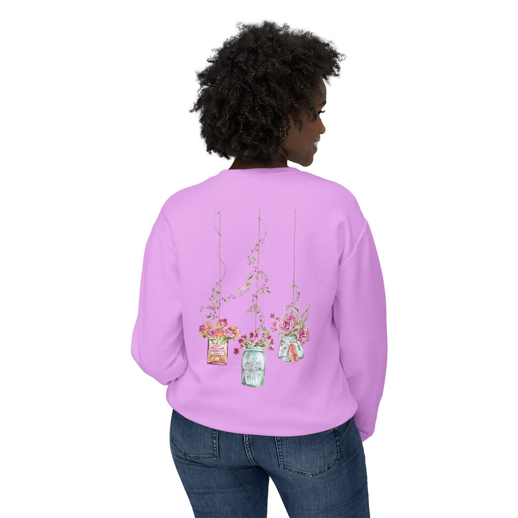 Hanging Mason Jar Floral Sweatshirt — Watercolor Bouquet Crewneck
