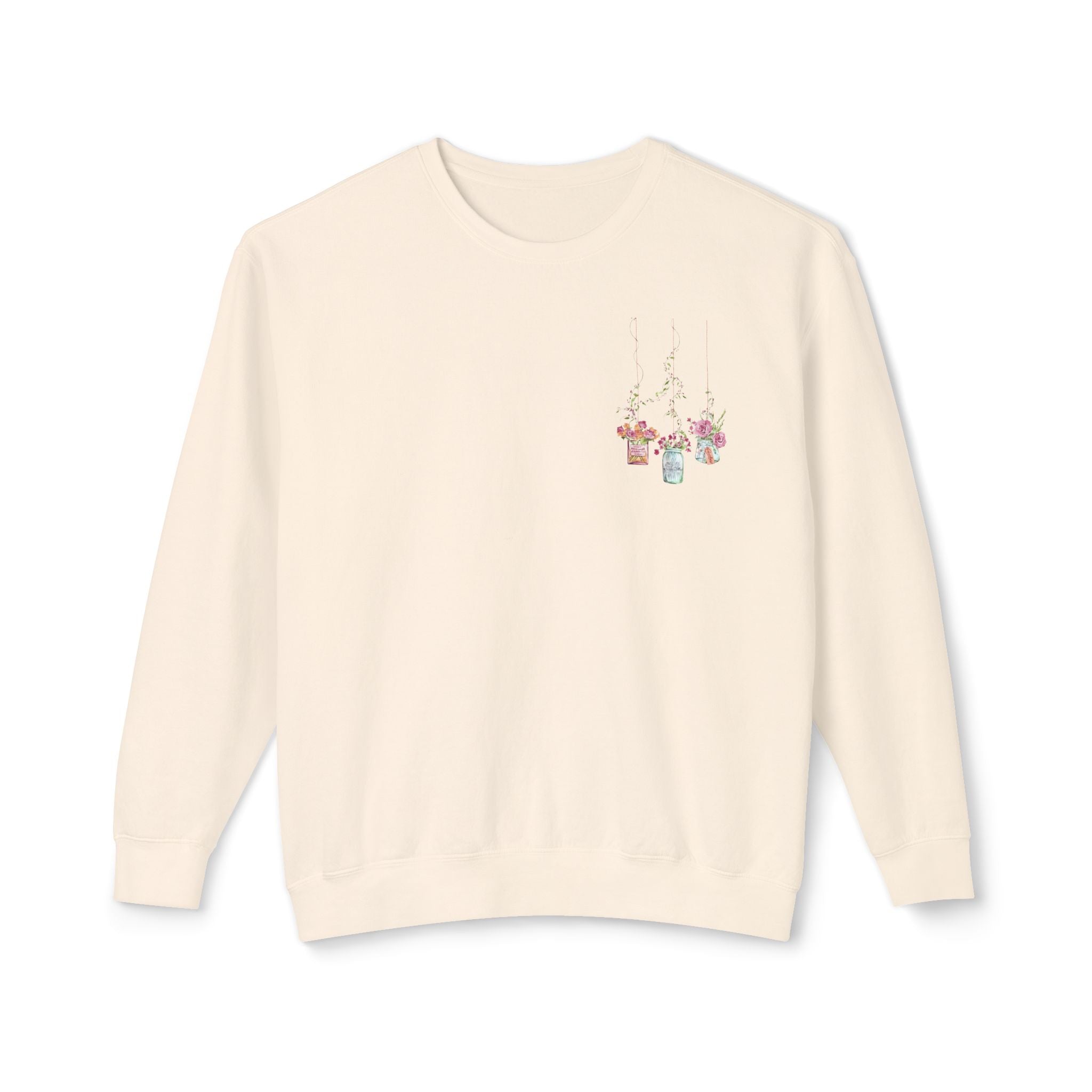 Hanging Mason Jar Floral Sweatshirt — Watercolor Bouquet Crewneck