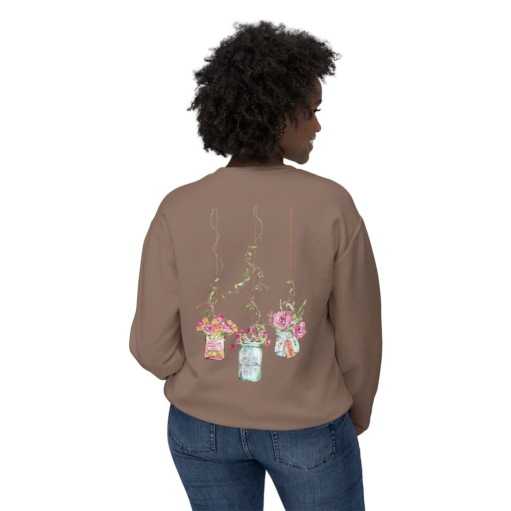Hanging Mason Jar Floral Sweatshirt — Watercolor Bouquet Crewneck