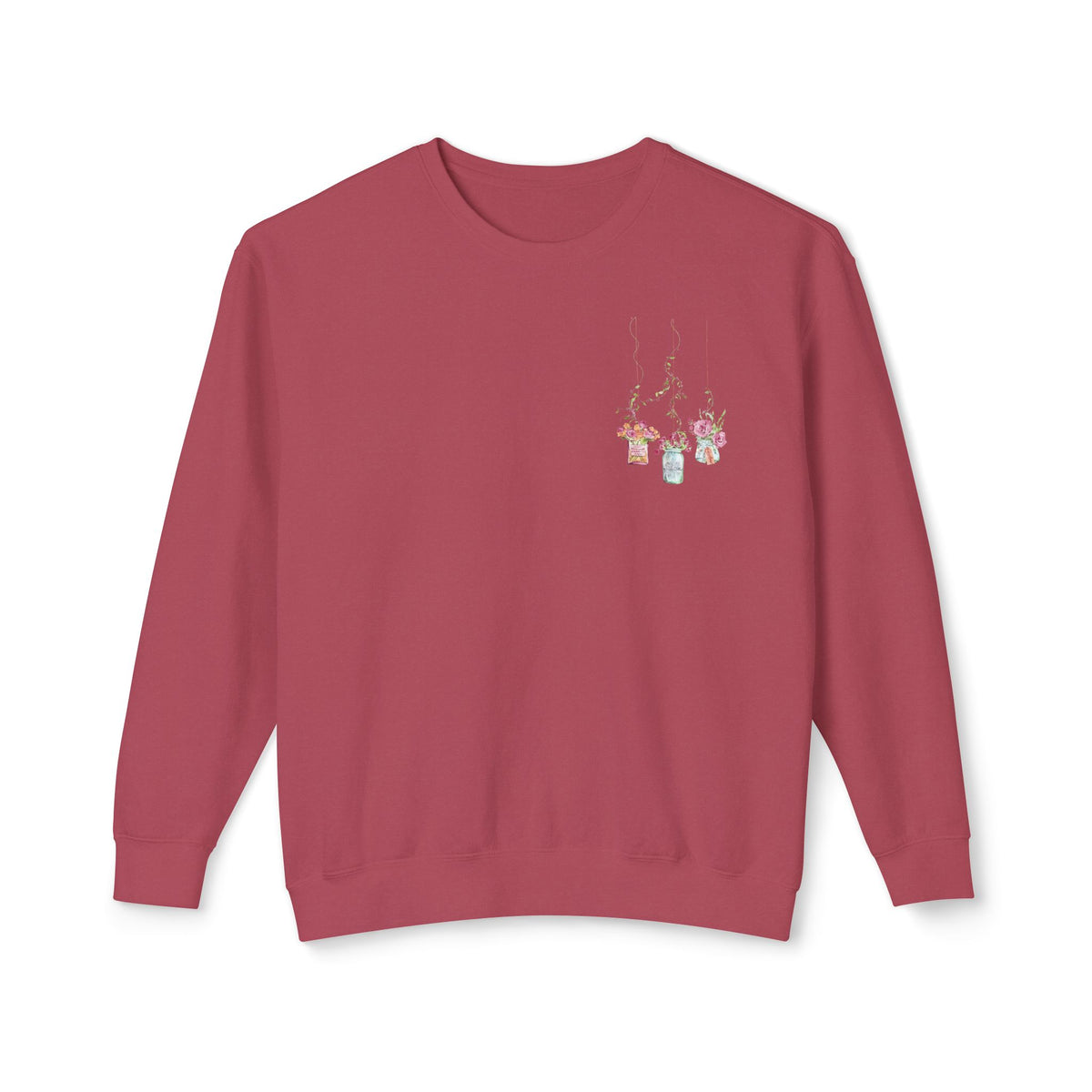Hanging Mason Jar Floral Sweatshirt — Watercolor Bouquet Crewneck