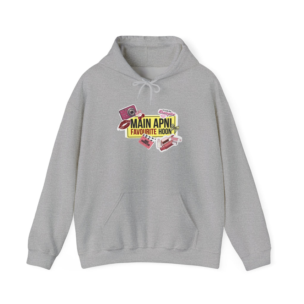 Pocket-Kit Hoodie — 'Main Apni Favourite Hoon' Graphic Sweatshirt