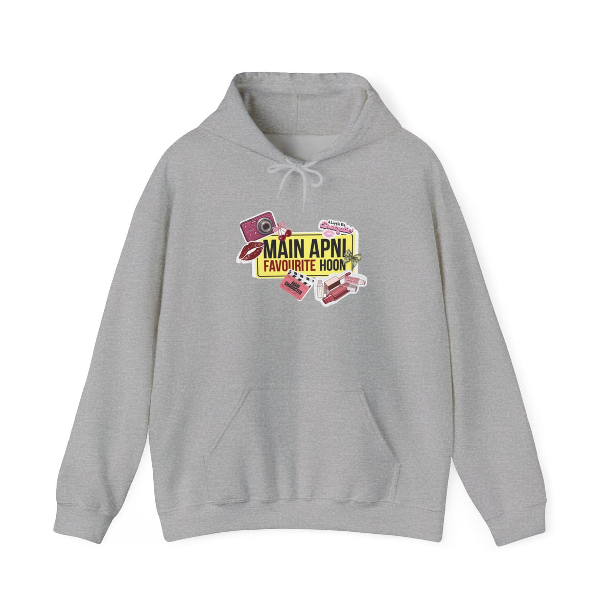 Pocket-Kit Hoodie — 'Main Apni Favourite Hoon' Graphic Sweatshirt